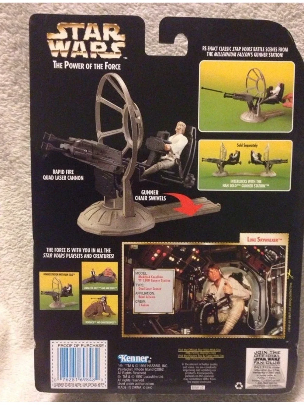 Star Wars Millineum Falcon Gunner Station Han Solo Luke Skywalker POTF 1997